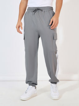Styli - Grey Solid Oversized Cargo Pocket Jogger