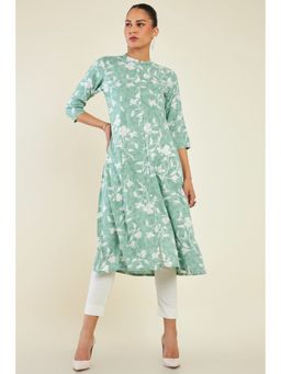 Soch - Womens Green Rayon Floral Kurta
