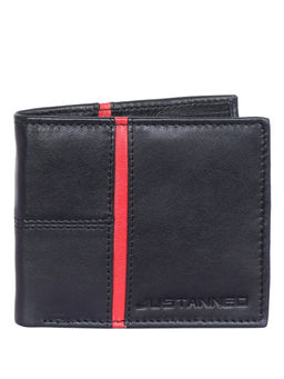 Justanned - Mens Leather Black & Red Stripe Detail Wallet