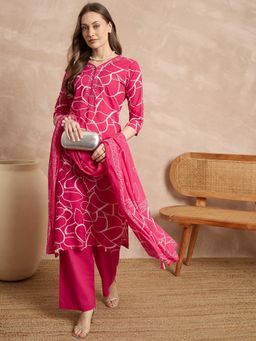 CHETI - Pink Cotton Printed Kurta with Pant and Dupatta