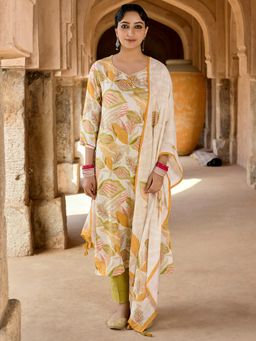 Women Plus - Multi-Color Digitally Printed Kurta with Pant and Dupatta