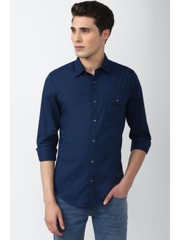Peter England - Men Navy Super Slim Fit Casual Shirt