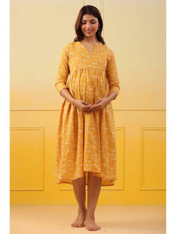 CRAFIQA - Macaroon Abstract Cotton Maternity - Nursing Dress