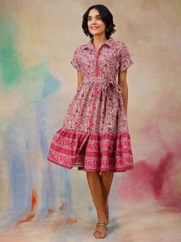 Zelena - Maya Block Print Cotton Maternity Shirt Dress