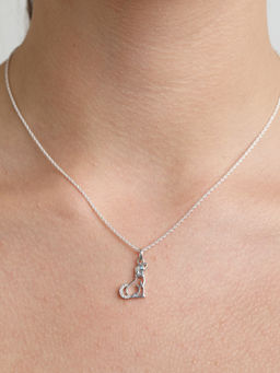 CLARA - Silver Rhodium Plated Swiss Zirconia Dog Pendant Chain Necklace For Women & Girls