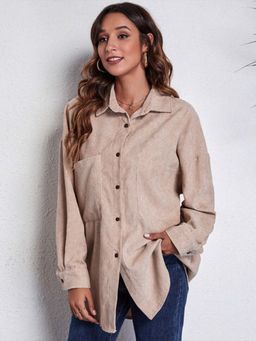 Oh Rare - Khaki Shirt Collar Neck Casual