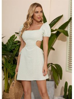 Oh Rare - Womens Color One Line Neck Strap Elastic Mini Dress Light Green