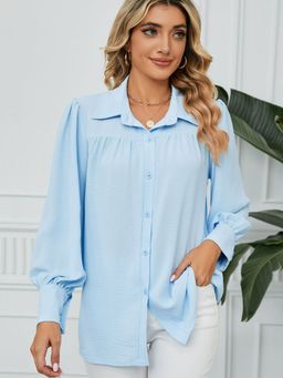 Oh Rare - Blue long Cuffed Sleeves Shirt
