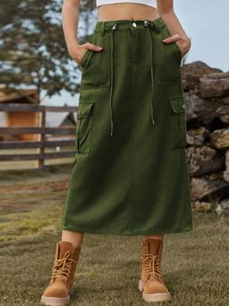 Oh Rare - Green Straight Midi Skirt