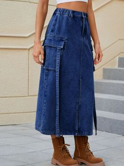 Oh Rare - Denim Straight Midi Skirts
