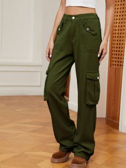 Oh Rare - Women Green Cargo Pants