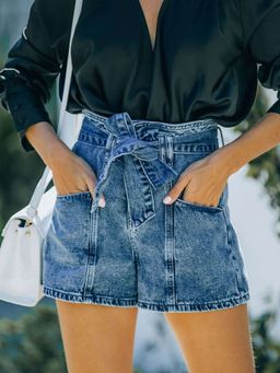 Oh Rare - Women Blue Floral High-Rise Chino Shorts (Set of 2)