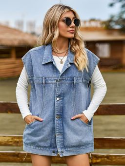 Oh Rare - Washed Denim Vest Jacket