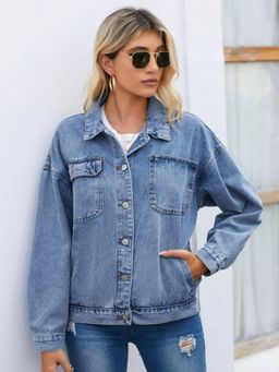 Oh Rare - Blue Washed Spread Collar Denim Jacket