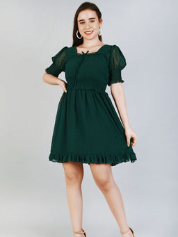 Oh Rare - Green Fit and Flare Dress