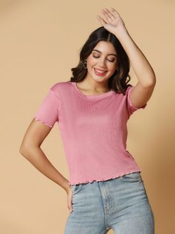 Oh Rare - Women Pink Short Sleeve Top