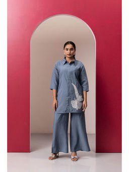 EESHA GUPTA - Grey Cotton Embroidered Co-Ord Set