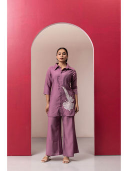 EESHA GUPTA - Mauve Cotton Embroidered Co-Ord Set