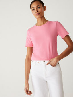 Marks & Spencer - Cotton Rich Pink Slim Fit T-Shirt