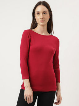 Marks & Spencer - Red Fitted Slash Neck T-Shirt