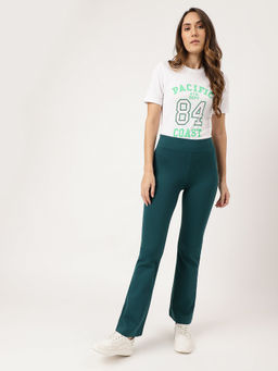 Marks & Spencer - Straight Teal High Waist Trousers Pants