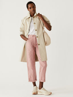 Marks & Spencer - Pink Cotton Rich Relaxed Straight Trousers Pant
