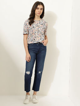 Marks & Spencer - Solid Boyfriend Fit Blue Jeans