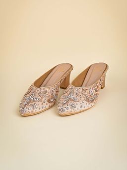 ROCIA - Regal Rose Gold Women Embroidered Mules With Heels