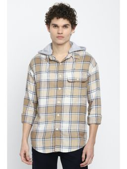 American Eagle - Men Beige Super Soft Hooded Flannel