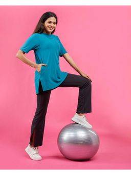 Blissclub - Women Teal The Breezy Kur-tee with Side Slit