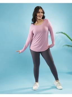Blissclub - Women Pink Bamboo Full Sleeve Tee with Cuffs