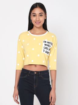Spykar - Yellow Cotton Slim Fit T-shirts