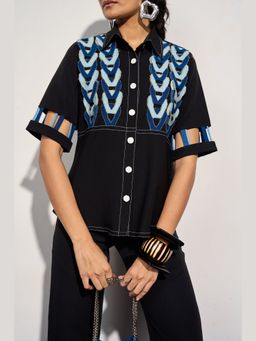 Clothes on my mind - Black Denim Detail Marilyn Shirt