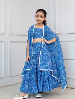 Cutiediva - Paisley Print Top and Skirt with Shrug (Set of 3)