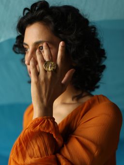 Kassa - Women's Gold Adjustable Statement Ring