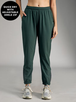 Kica - High-Rise Training Track Pants with Ankle Zip Olive