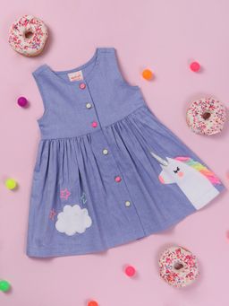Nautinati - Sleeveless Round Neck Applique Girls Dress
