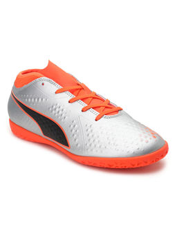 Puma - One 4 Syn Kids Silver Indoor Football Trainers Sports Shoes
