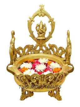 eCraftIndia - Brass Elephant Design Lord Ganesha Premium Urli