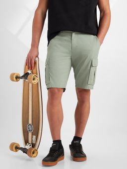 Jockey - MZ08 Men Super Combed Cotton Woven Straight Fit Cargo Shorts - Iceberg Green
