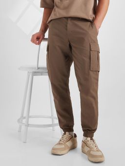 Jockey - MZ10 Men Super Combed Cotton Woven Regular Fit Cargo Joggers - Dark Khaki