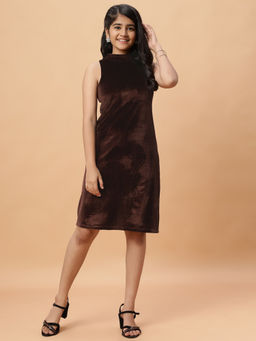 TeenTrums - Girls Brown Teen Trums Velvet Party Dress