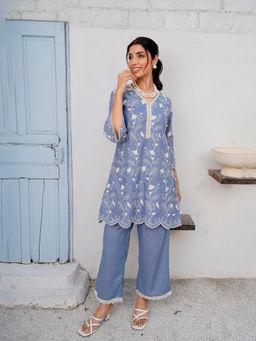Kamodinee - Powder Blue Soft Petals Co-Ord Set