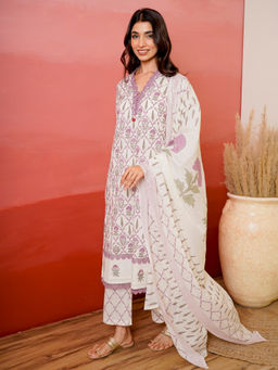 Kamodinee - Rosey Garden Booti Kurta With Pant & Dupatta
