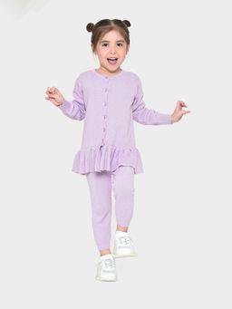 Mi Arcus - Girls Woven V- Neck Long Sleeve Pure Cotton Winter Set (Set of 2)