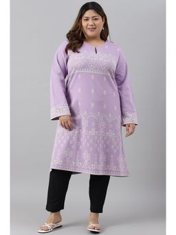 W - Purple Floral Winter Kurta