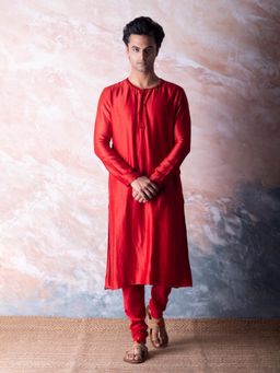 Vama Asher - Red Embroidered Kurta with Churidar (Set of 2)