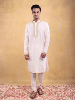 Vama Asher - Blush Pink Embroidered Kurta with Pant (Set of 2)