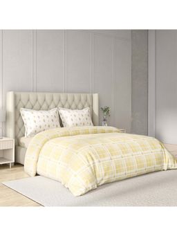 GM - 100% Cotton Off-White Digital Printed 144Tc King Bedsheet With 2 Pillow Covers