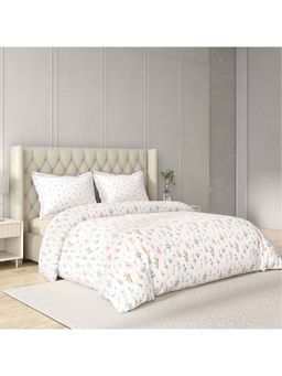 GM - 100% Cotton Off-White Digital Printed 144Tc King Bedsheet With 2 Pillow Covers